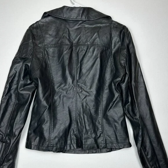 Max Studio Black Faux Leather Moto Jacket - Picture 4 of 10